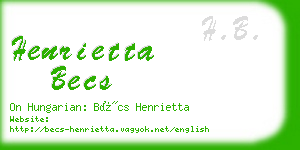 henrietta becs business card